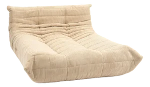 Vintage Ligne Roset Togo Chaise Lounge in Cream Corduroy