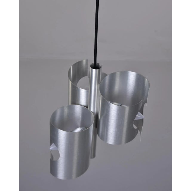 Mid Century Italian Hanging Aluminum Three Light Fixture For Sale - Image 4 of 11