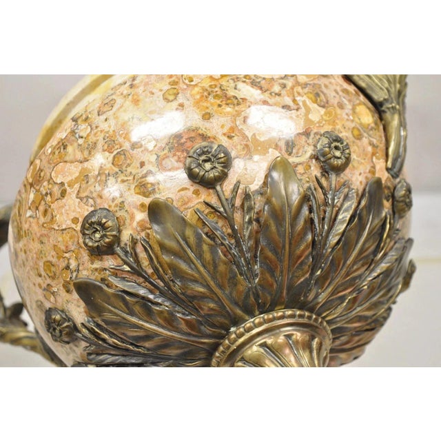 Vintage Bronze and Marble French Baroque Style Lidded Urn Centerpiece Cassolette For Sale In Philadelphia - Image 6 of 11