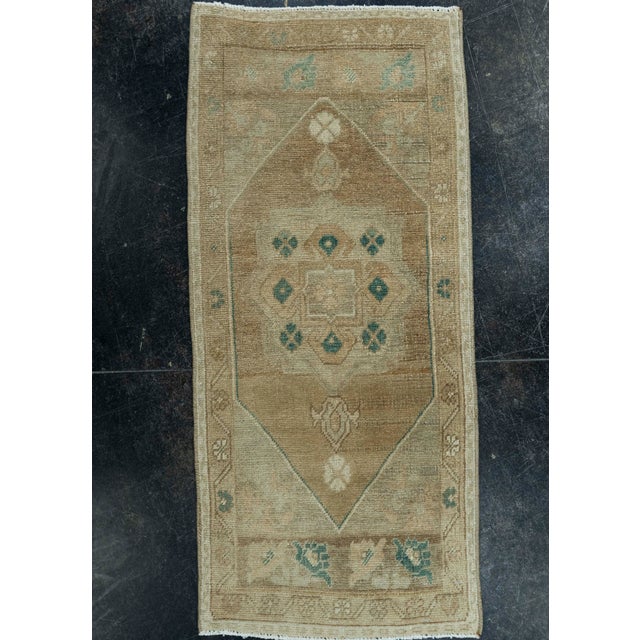 Brown Turkish Mini Rug Oriental Hand Knotted Vintage Rug 1'7" x 3'6" #20729 For Sale - Image 8 of 8