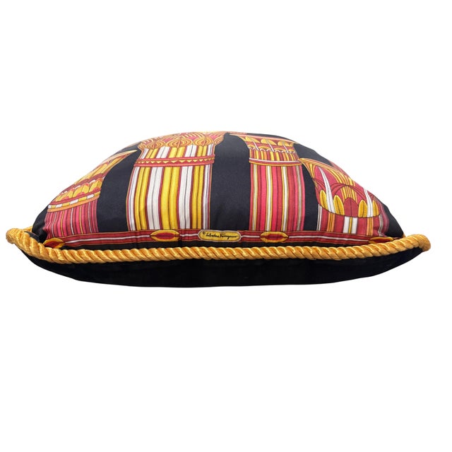 Hollywood Regency Vintage Salvatore Ferragamo Silk Leopard & Egyptian Motif Pillow For Sale - Image 3 of 8
