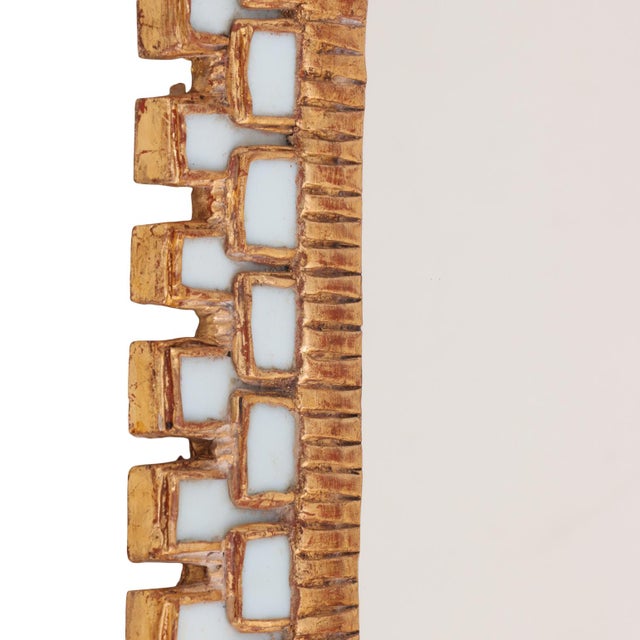 Line Vautrin Oval Gilt Resin and Blue Glass Mirror in Manner of Line Vautrin. For Sale - Image 4 of 8
