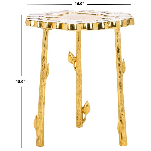 Modern Florance Floral Accent Table in Gold For Sale - Image 3 of 8