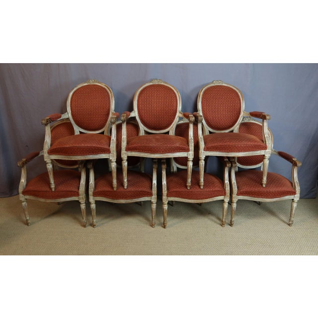 Louis XVI Cabriolet Armchairs, 1920s, Set of 7 For Sale - Image 11 of 11