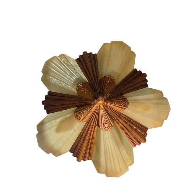 1930s Art Deco “Rayburn” 5 Light Slip Shade Chandelier For Sale - Image 9 of 9