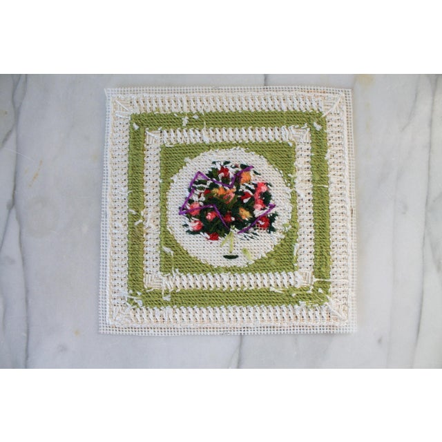 Vintage Unframed Floral Needlepoint Wall Hanging For Sale In Milwaukee - Image 6 of 6