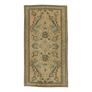 Turkish Mini Rug Oriental Hand Knotted Vintage Rug 1'10" x 3'4" #21092 For Sale