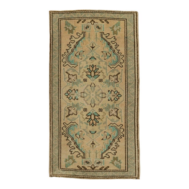 Turkish Mini Rug Oriental Hand Knotted Vintage Rug 1'10" x 3'4" #21092 For Sale