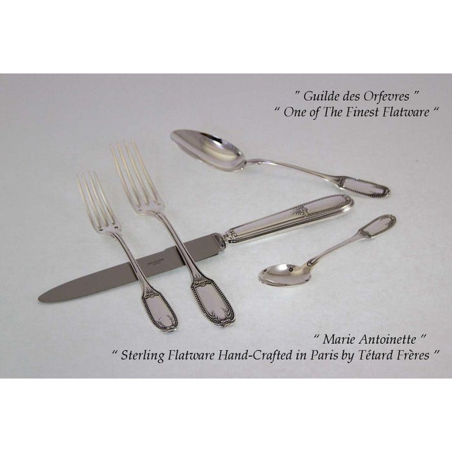 1990s Marie Antoinette Sterling Silver Hand-Crafted 5-Piece Flatware Place-Setting For Sale - Image 4 of 12