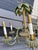 Vintage Tole Metal Palm Beach Tropical Hollywood Regency-Style Tole Palm Tree Chandelier Featuring Green-Painted Metal Fronds and Faux-Candle Arms For Sale - Image 4 of 12