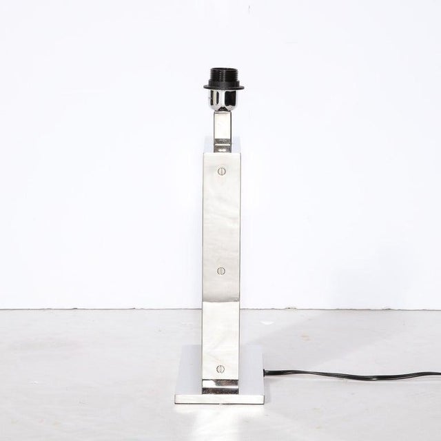 Late 20th Century Modernist Rectilinear Table Lamps in Paneled Horn and Polished Nickel For Sale - Image 5 of 12