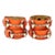Set of 4 Orange Leather Napkin Rings With Horsebit Detail by Julian Mejia Design For Sale