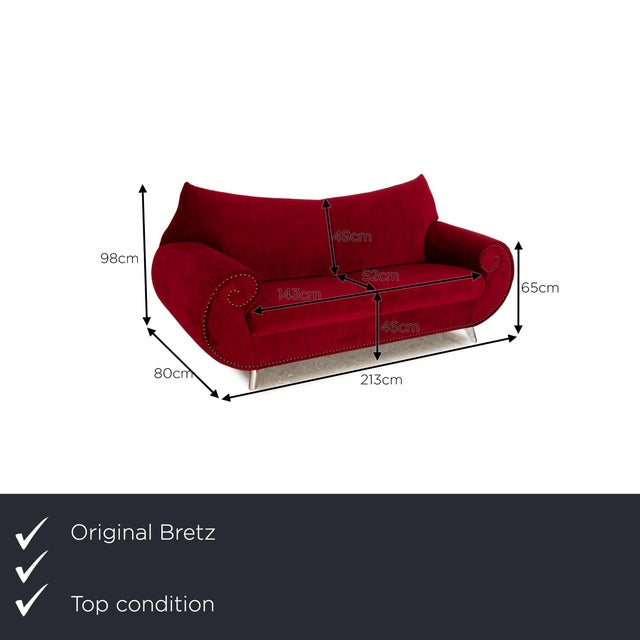 The three-seater Gaudi from Bretz has been reupholstered with a red quality fabric from Höpke (MELIA FR 851; material:...