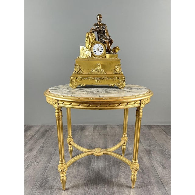 Early 19th Century Empire Clock in Gilt and Patinated Bronze For Sale - Image 9 of 11