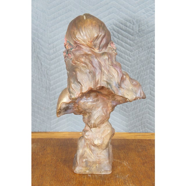 Mid 20th Century Mid 20th Century Le Printemps Spring Chalkware Bust Statue Sculpture H. L. Bläsche 24" For Sale - Image 5 of 12