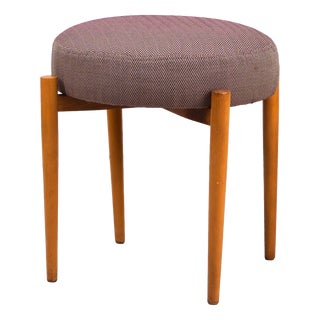 Vintage Nordic Wooden Pouf, 1960s For Sale