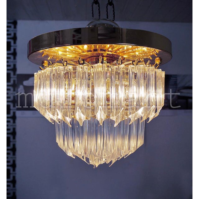 Mid-Century Modern Gold-Plated & Crystal Chandelier by Paolo Venini for Camer, Italy, 1970s For Sale - Image 3 of 8