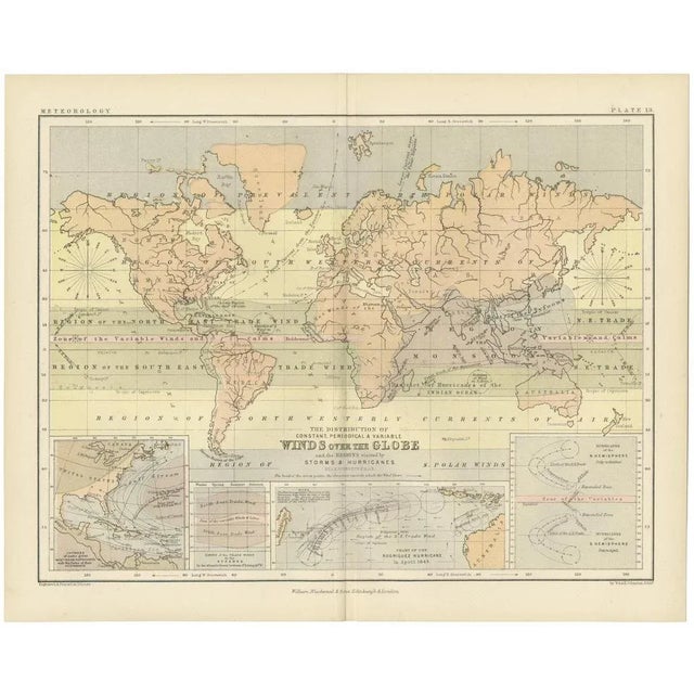 Wind and Hurricane Map by A.K. Johnston, 1852 For Sale - Image 10 of 10