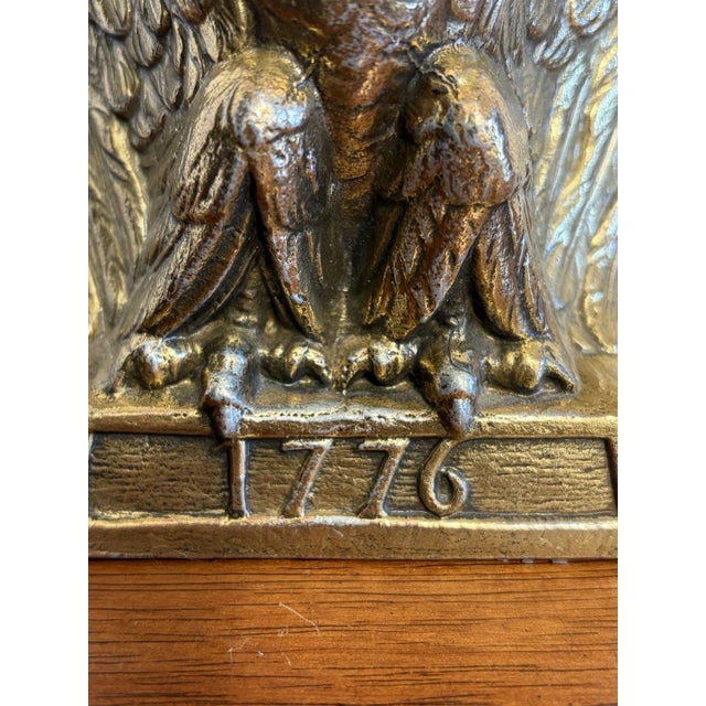 Vintage 1776 Brass Bald Eagle Bookend American Patriotic Federal Decor For Sale - Image 12 of 14