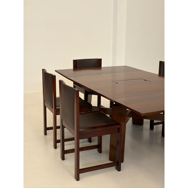 Vintage Wooden and Skai Chairs, 1960s, Set of 6, in Flawless conditions. Designed 1970 to 1979