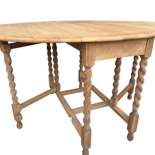 English 1920s English Bleached Oak Gateleg Table For Sale - Image 3 of 11