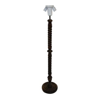 Antique French Style Vintage Wooden Barley Twist Floor Lamp For Sale