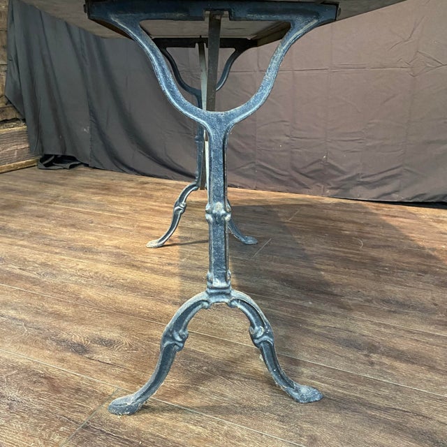 Early 20th Century French Marble Top Café Table or Bistro Table With Cast Iron Base For Sale - Image 9 of 9