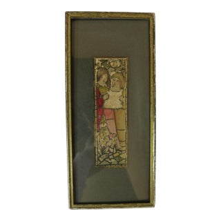 Antique Stained-Glass Sketch Framed Under Glass For Sale