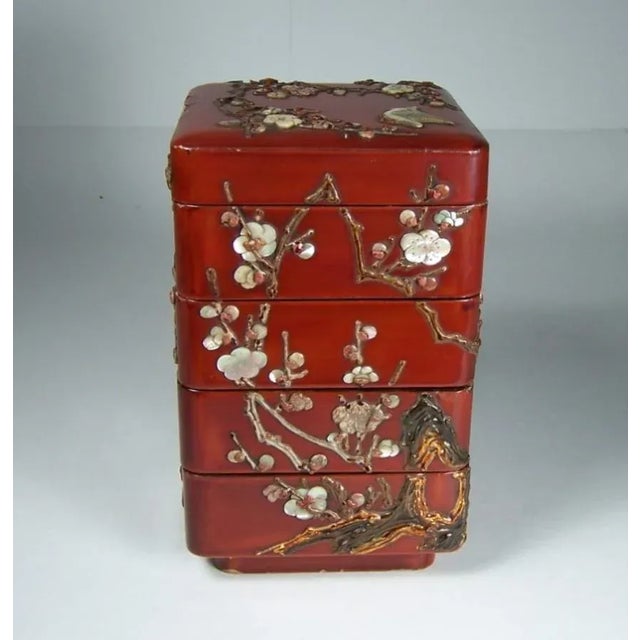 19c Edo Japanese Red Lacquer Bento or Stacking Box For Sale - Image 13 of 13