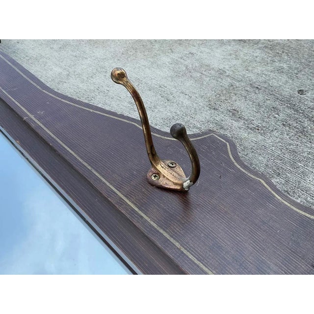 Antique American Folk Art Painted Hall Mirror With Coat Hooks, Circa 1900 For Sale In New York - Image 6 of 13
