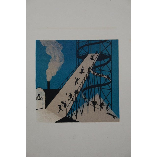 Lucien BOUCHER (1889-1971) Fairground Shops: The Giant Slide Original color lithograph On Arches wove paper, 18 x 22 cm...
