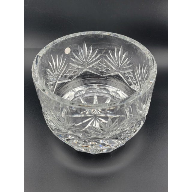 Glass Vintage Illusions 24% Full Lead Crystal Clear Footed Bowl Hand Cut Germany For Sale - Image 7 of 12