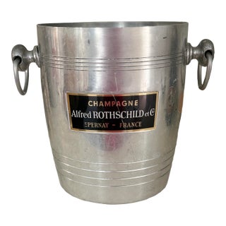 Vintage French Champagne Bucket – Alfred Rothschild Épernay – Aluminum Wine Cooler With Ring Handles For Sale