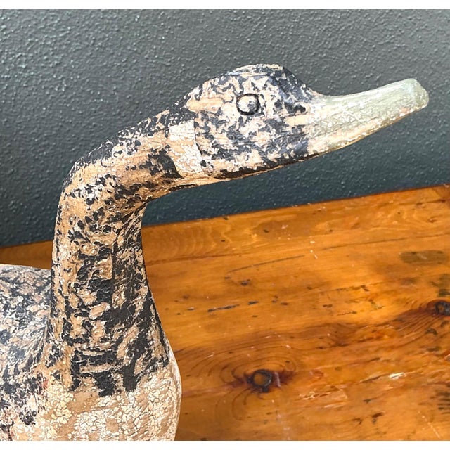 Brown Vintage Carved Wood Goose Sculptures - Set of 3 For Sale - Image 8 of 18