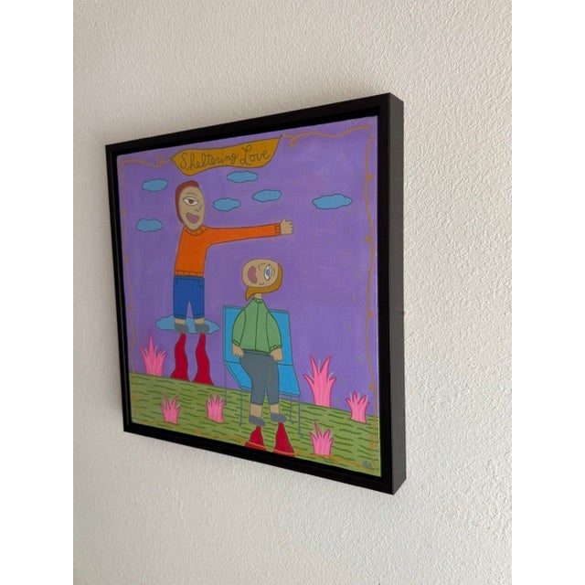 Folk Art Original Acrylic Folk Art Painting Done My Renowned Key West Artist 'Sheltering Love' For Sale - Image 3 of 7