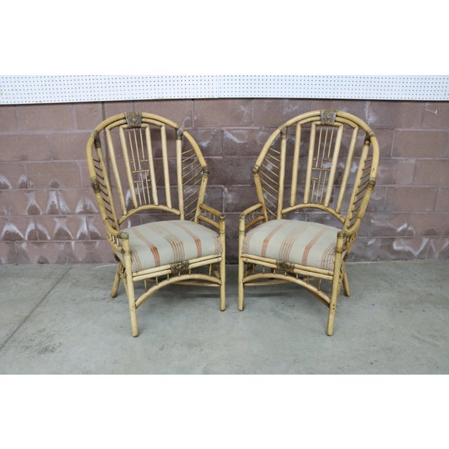 J. Williams & Co. Bamboo Style Rattan Armchairs For Sale - Image 11 of 11