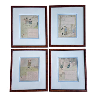 Vintage 1990s French "Filles Et Garçons" Art Prints - Set of 4 Framed For Sale