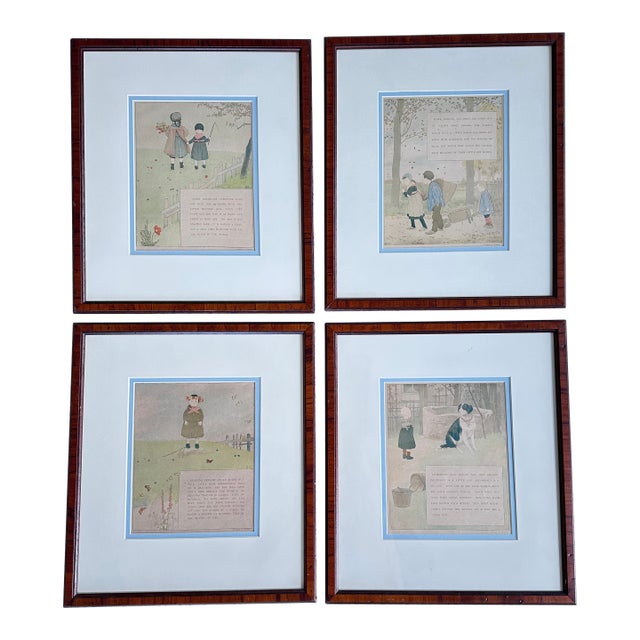 Vintage 1990s French "Filles Et Garçons" Art Prints - Set of 4 Framed For Sale