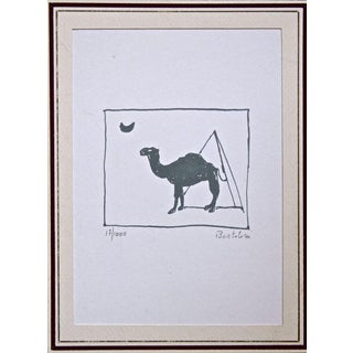 Lillo Bartoloni, Camel and Pyramid, Lithograph, 1970s For Sale