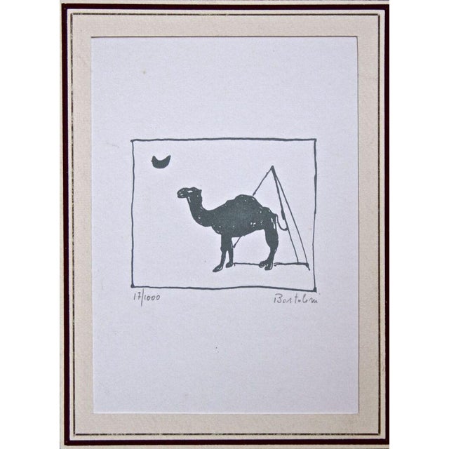 Lillo Bartoloni, Camel and Pyramid, Lithograph, 1970s For Sale