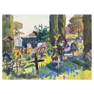 Isaac Charles Goetz, Graveyard, Gouache on Paper, 1950s For Sale