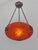 CHARLES SCHNEIDER A wonderful 1925 French art deco hanging fixture in wrought iron holding a nice Schneider shade in...
