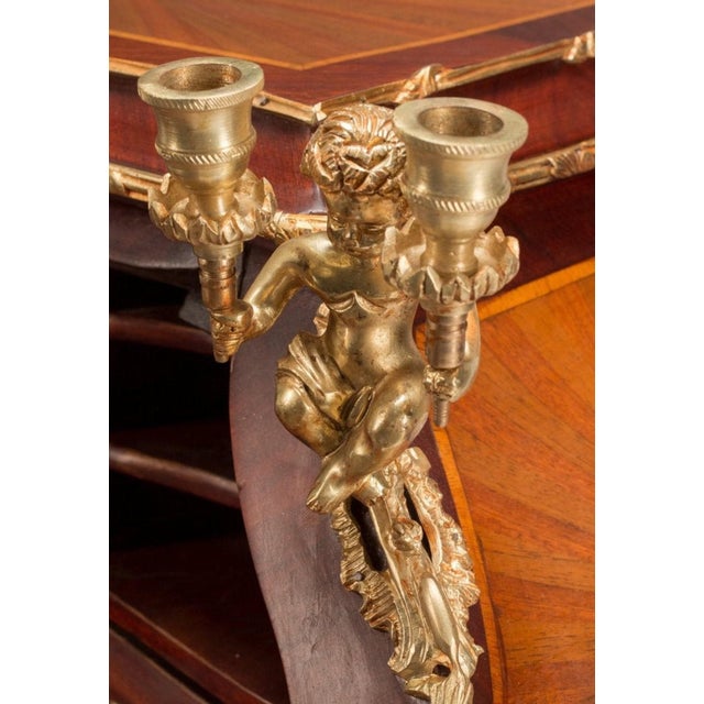 Wood Fine Louis XV Style Gilt Bronze Mounted Inlaid Marquetry Secretary Desk For Sale - Image 7 of 7