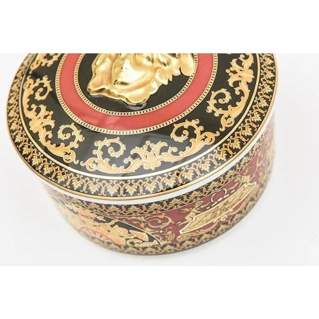 1990's Versace for Rosenthal Medusa Porcelain Box 2 Part Red, Black, Gold For Sale In Miami - Image 6 of 12