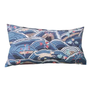 Contemporary Schumacher Rolling Hills Lumbar Pillow in Blue