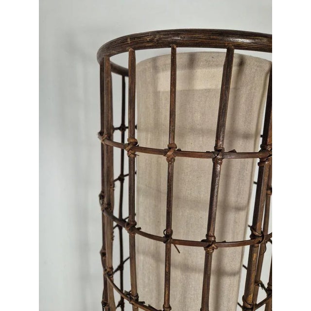 Mid-Century Modern Rattan and Fabric Floor Lamp, 1950s For Sale - Image 3 of 10