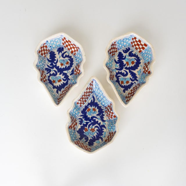 Moroccan Three Turkish Ceramic Snack Dishes or Catchalls For Sale - Image 3 of 4