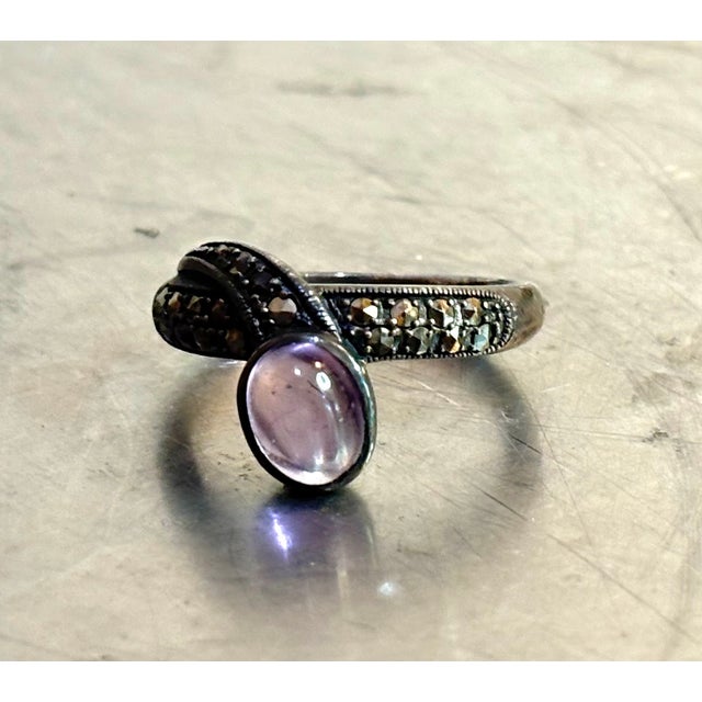 Sterling Silver / Purple Moonstone Snake Ring For Sale - Image 6 of 6