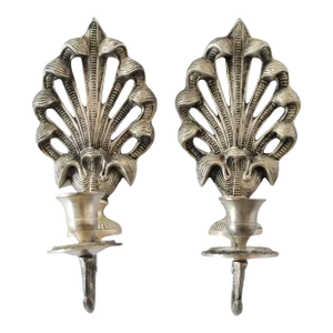 Vintage Art Deco Cast Candle Wall Sconces - a Pair