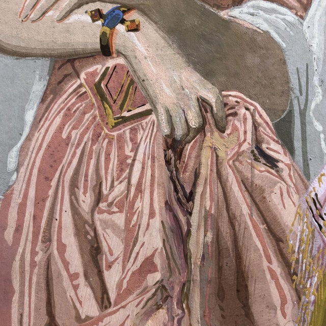 Unknown Artist, Tempera on Cardboard, 1880, Mixed Media For Sale - Image 11 of 16